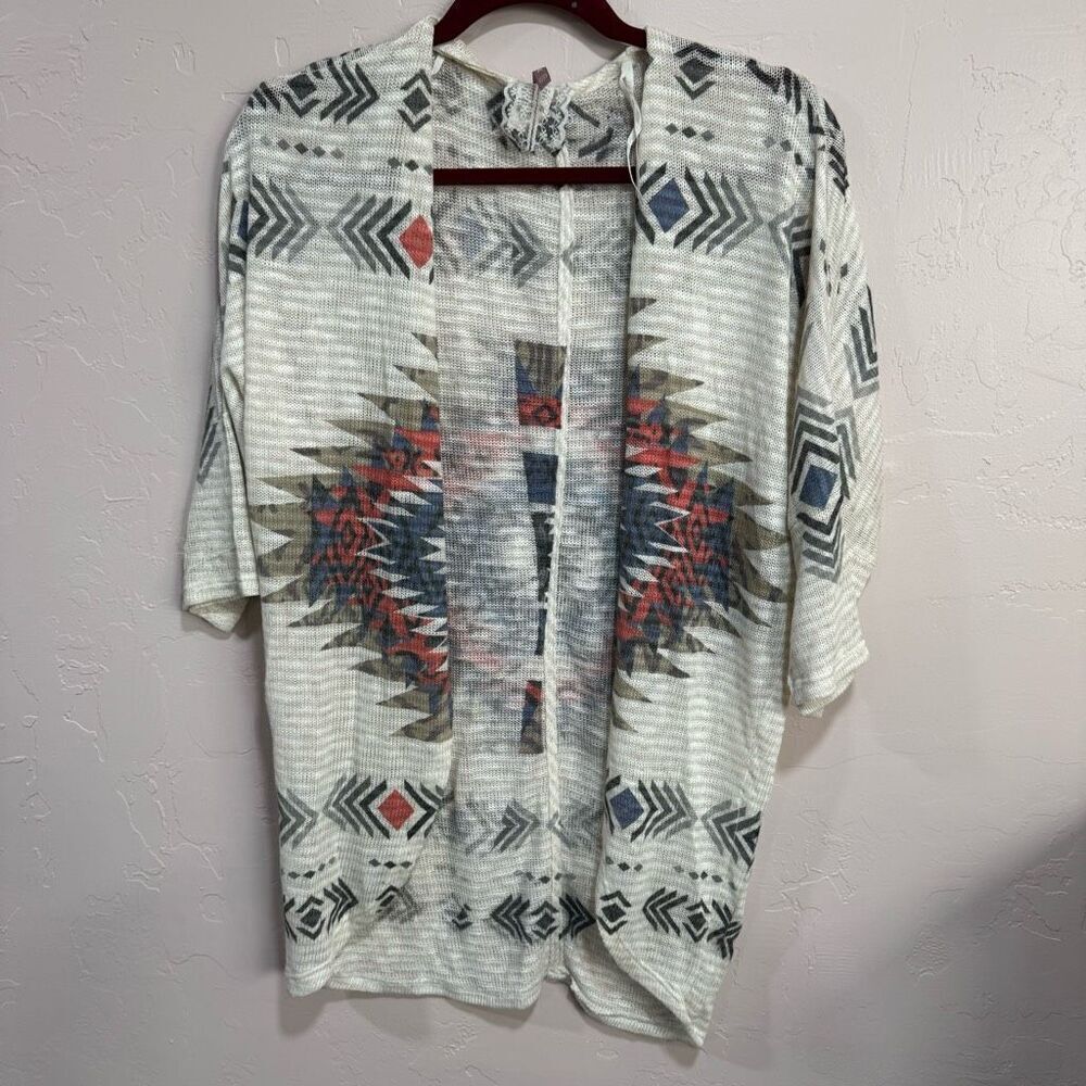 Mauve Aztec Mesh Cardigan
